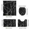 4pcs Waterproof Black Marble Pattern Polyester Shower Curtain Set, Fashionable Theme, Includes Hooks Accessories 2