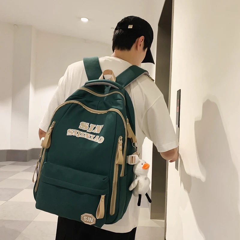 Cute Patchwork Color Multi-Pocket Female Backpack Book School Bag for Teenage Girls Boys Student Women's Travel Rucksack