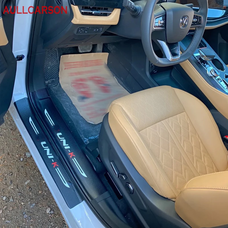 자동차 문짝 씰 가죽 스티커, 보호 플레이트, 탄소 섬유 문턱 스트립 액세서리, Changan Unik Uni-k 2024 2023