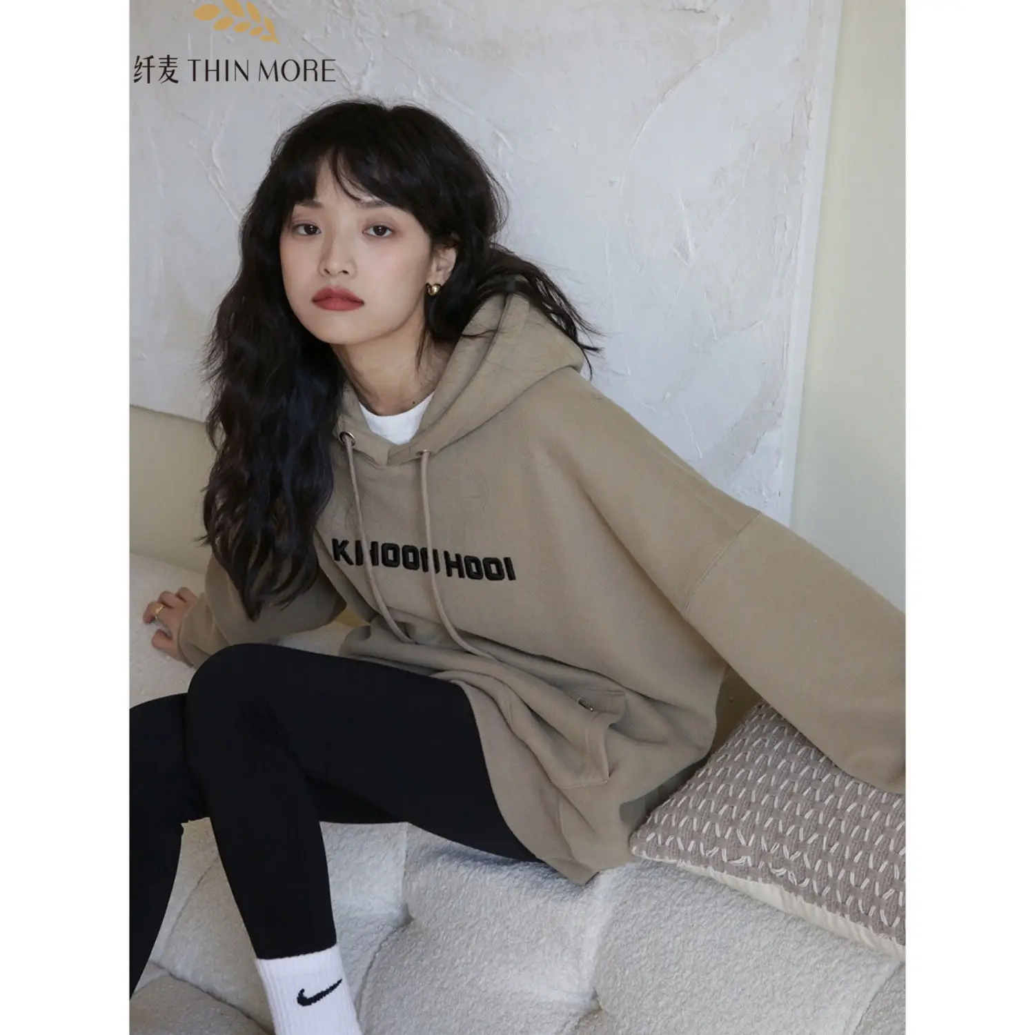 New Korean Version Sweet Loose Long Sleeved Thick Thin Hooded Sweatshirt for Women's Fashion 2