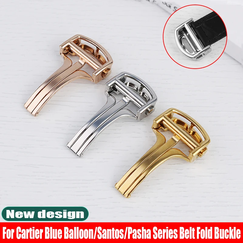 

For Cartier Blue Balloon New Watch Buckle Sandoz Pasha Tank Men's and Women's Strap Stainless steel Folding Buckle 14 16MM 18MM