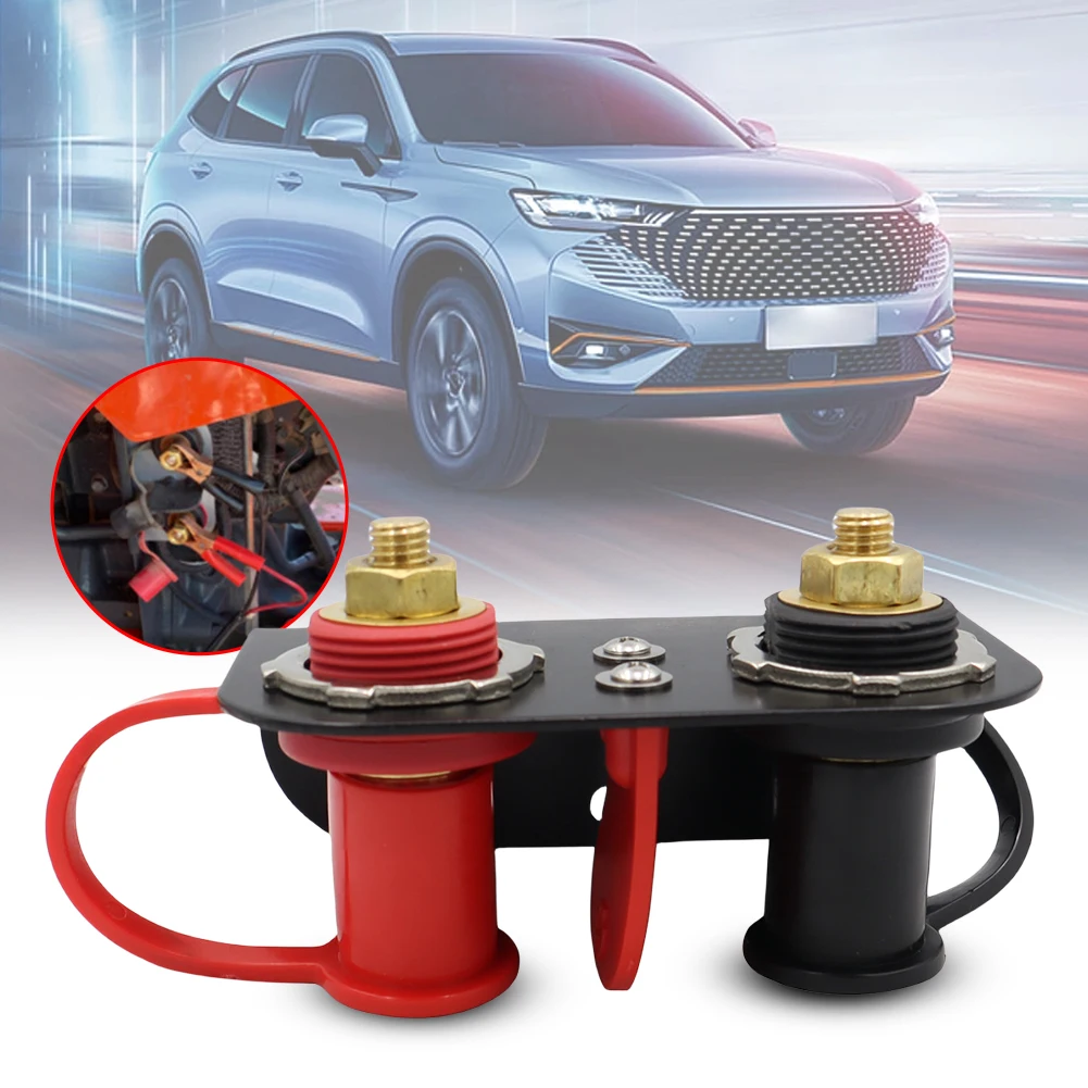 Battery Jump Post Remote Battery Jumper Post Terminal 250A Remote Charging Tool Relocation Kit M10 Stud for UTV ATV Car Trucks