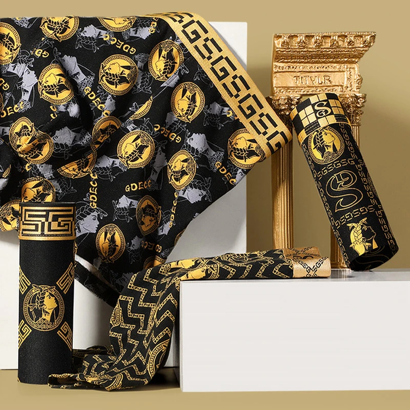 Men's Underwear Cotton Comfortable Mid-Waist Flat Angle Breathable 5A Antibacterial Boxer Briefs 4PCS Bag