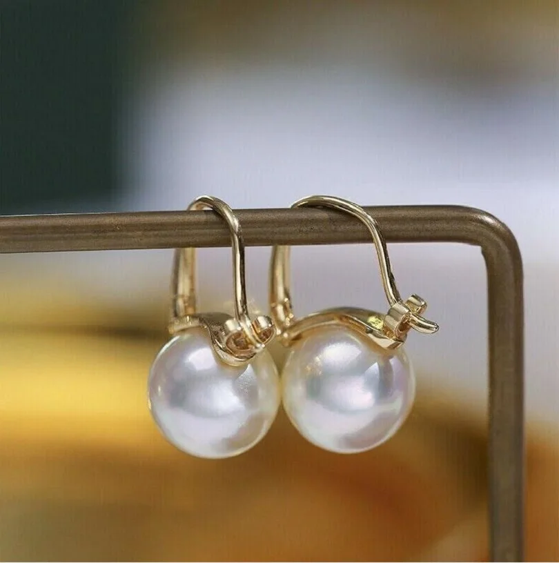 

Gorgeous AAAAA Japan Akoya Round 10-11mm White Pearl Earrings 925s