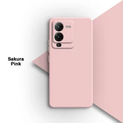 Enhanced Liquid Silicone Shockproof Soft Case - Sleek Straight Edge Design - VIVO S15 (Sakura Pink)