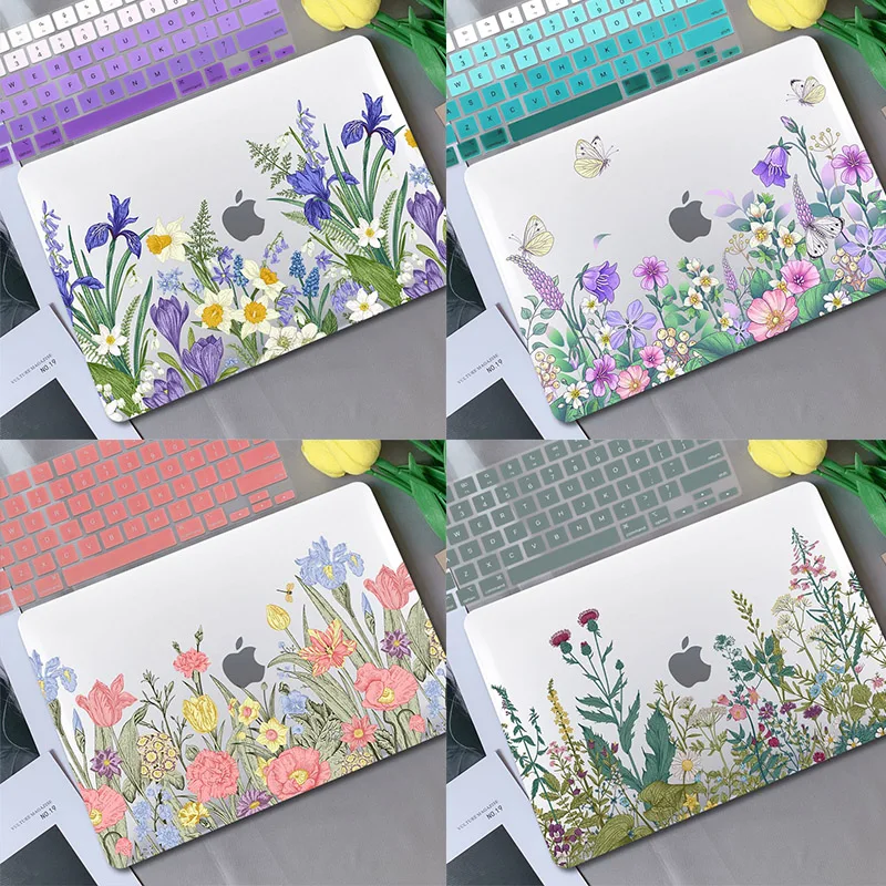 2023 New Flower Print Matte Case Per 2022 Apple Macbook Air M1 M2 Case A2681 M2 M1 Pro Retina 13 14 Pollici A2337 Hard Cover Skin