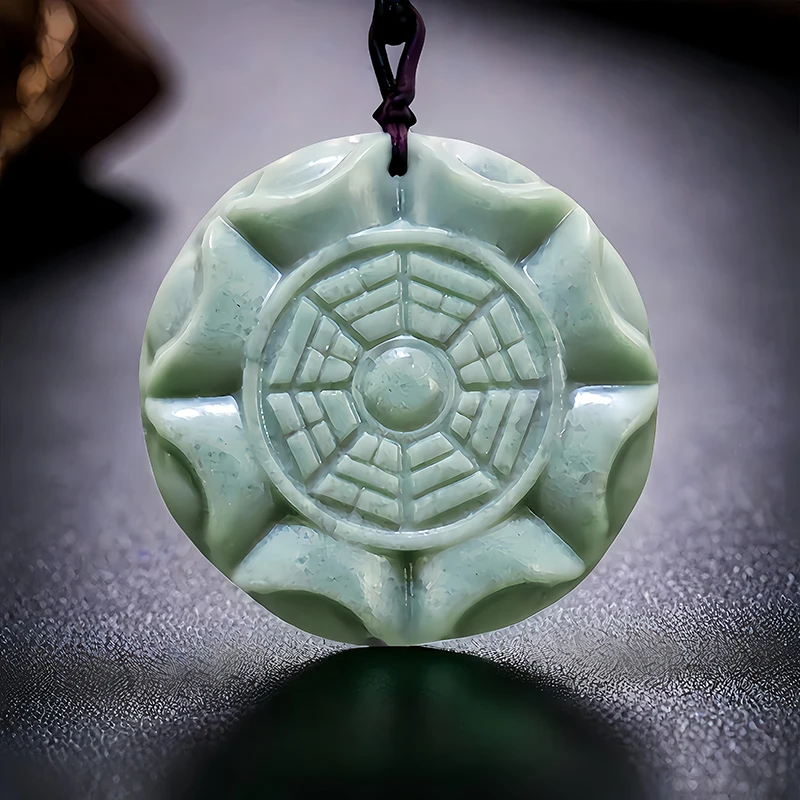 

Green Natural Real Jade Tai Chi Pendant Necklace Chinese Gemstones Vintage Luxury Accessories Charm Amulet Designer Stone
