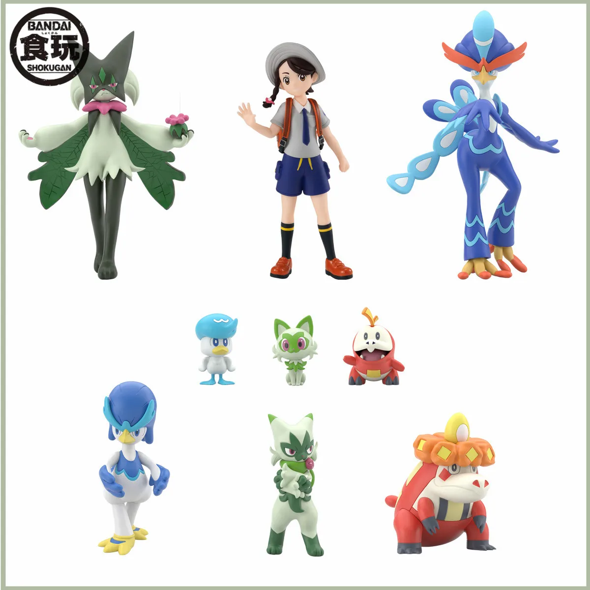 

In Stock Original Pokemon Scale World Paldea Region Anime Juliana Meowscarada Fuecoco Quaxly Sprigatito PVC Action Figure Toys