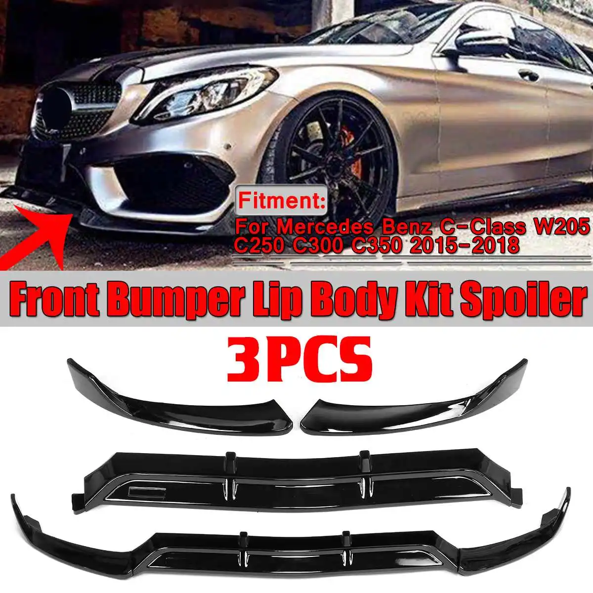 Auto Front Stoßstange Lippen Diffusor Spoiler Splitter Body Kit Abdeckung  für Mercedes Benz C Klasse W205