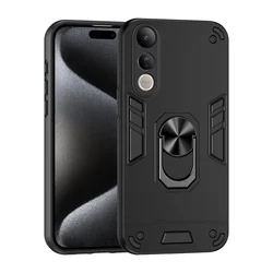 Rugged Shockproof Protective Case with Ring Stand Holder for Vivo V60 Lite (Black)