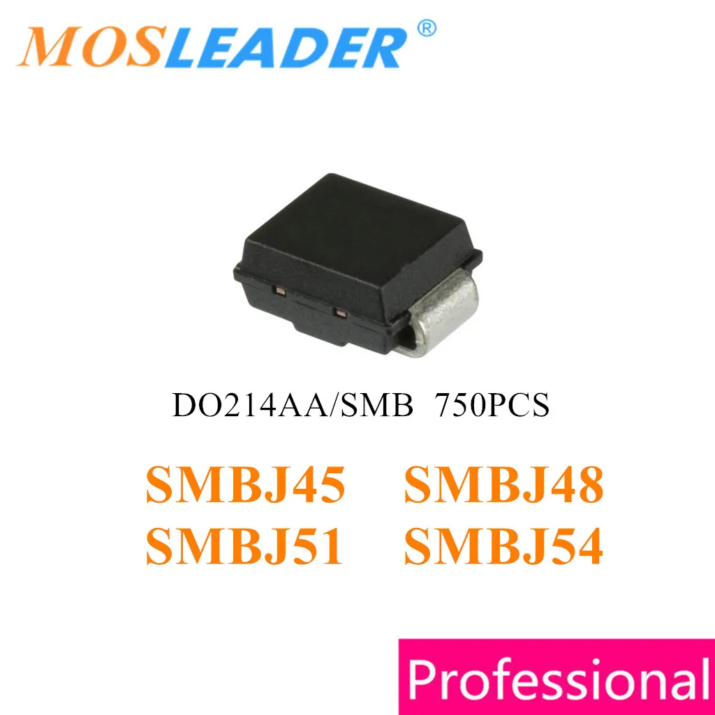 

Mosleader 750 шт. DO214AA SMB SMBJ45 SMBJ45A SMBJ45CA SMBJ48 SMBJ48A SMBJ48CA SMBJ51 SMBJ51A SMBJ51CA SMBJ54 SMBJ54A SMBJ54CA