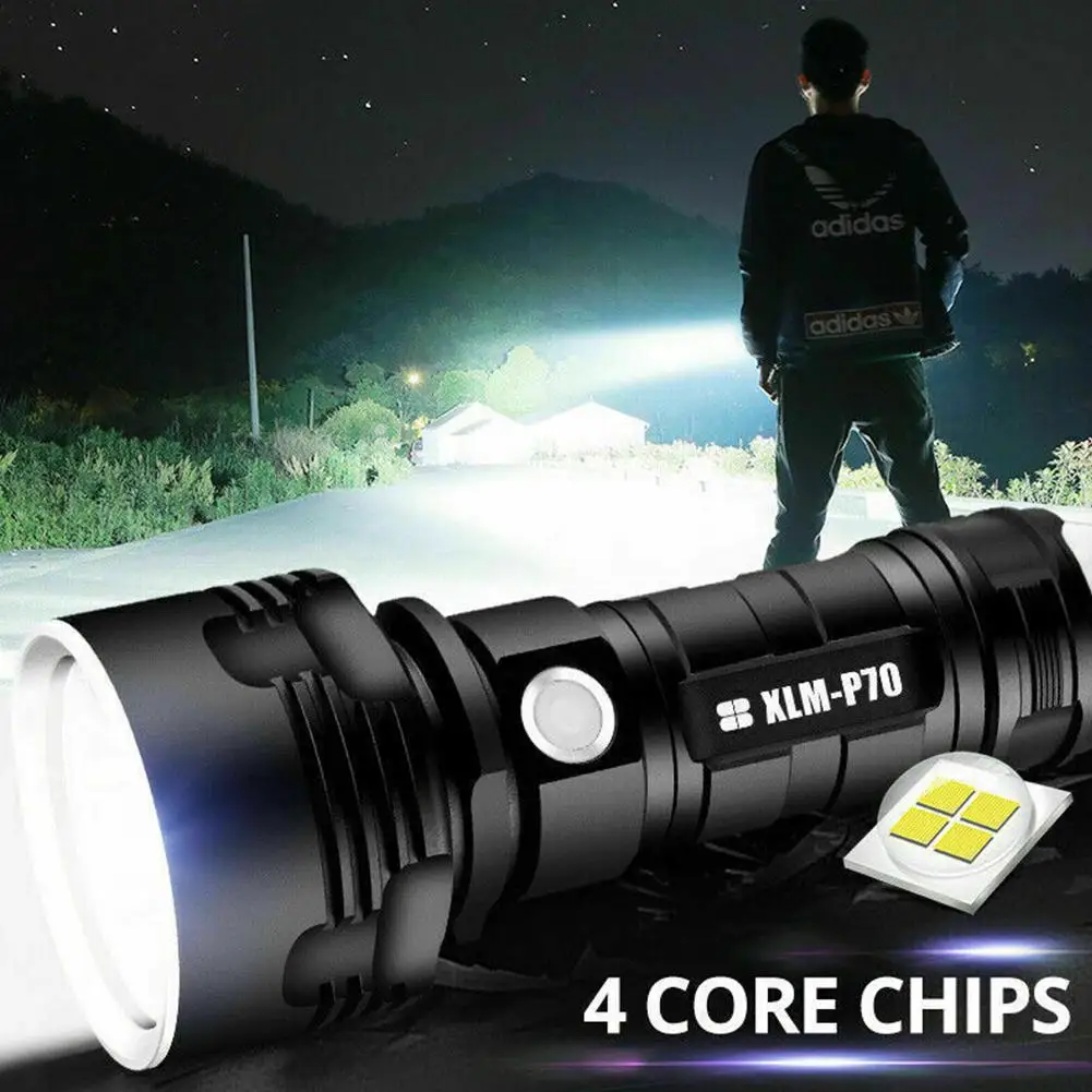 

LED Flashlight Rechargeable Super Bright Flashlights With 3 Lighting Modes Handheld Powerful Flash Light for Hiking Camping