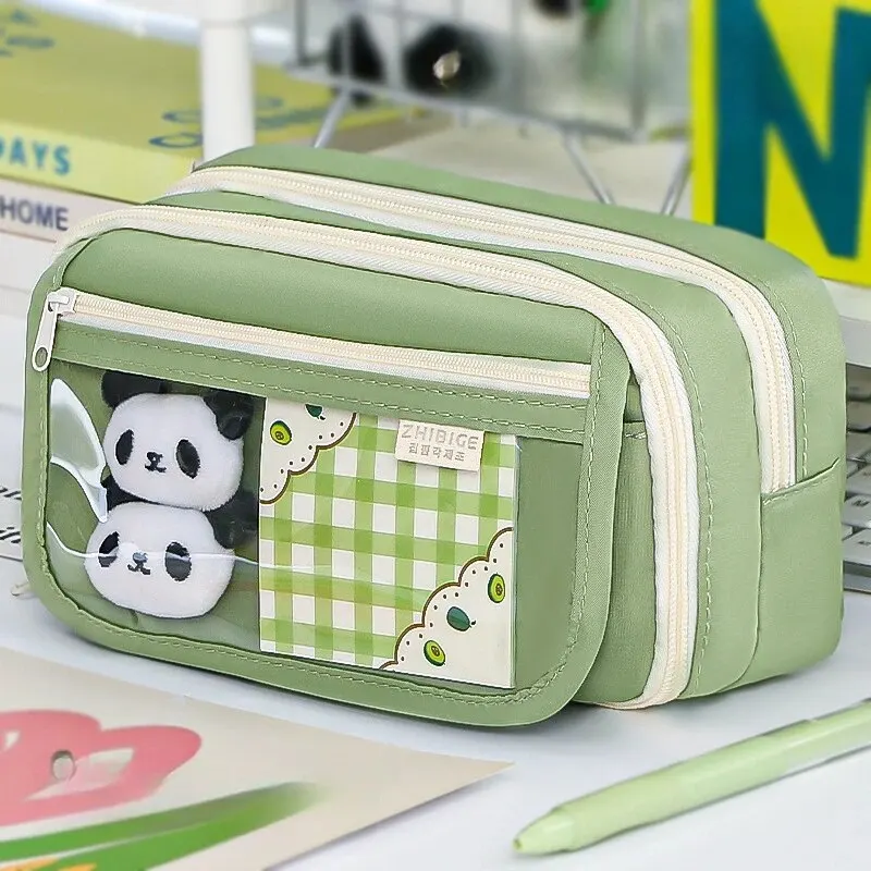Deluxe 9-Layer Pencil Case with Clear Compartment & Magnetic Button Closure