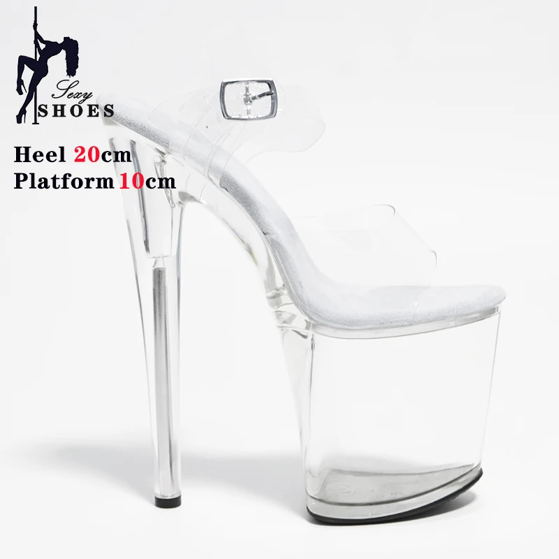 Women's Sandals with Heels Nightclub Dancing Stilettos Clear Heels Crystal Platform Ladies Pole Dancing T-show Model Stripper Sh