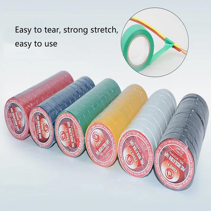 1pcs Color Electrical Tape PVC Wear-Resistant Flame Retardant Lead-Free Electrical Insulation Tape Waterproof Tube Color Tape