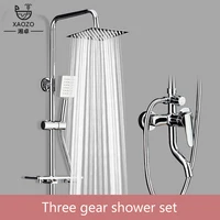 XAOZO สีดํา/ชุบโครเมี่ยมห้องน้ําชุดฝักบัวในครัวเรือนทองแดงก๊อกน้ําติดผนังอ่างอาบน้ําก๊อกน้ํา Rain Shower 1