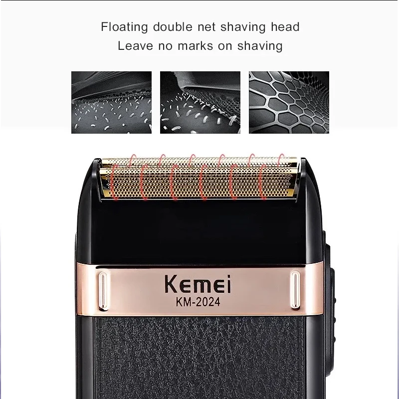 Kemei Electric Shaver For Men Fashionable Men's Leather Shell Waterproof Rechargeable Professional Beard Trimmer Razor KM-2024 3
