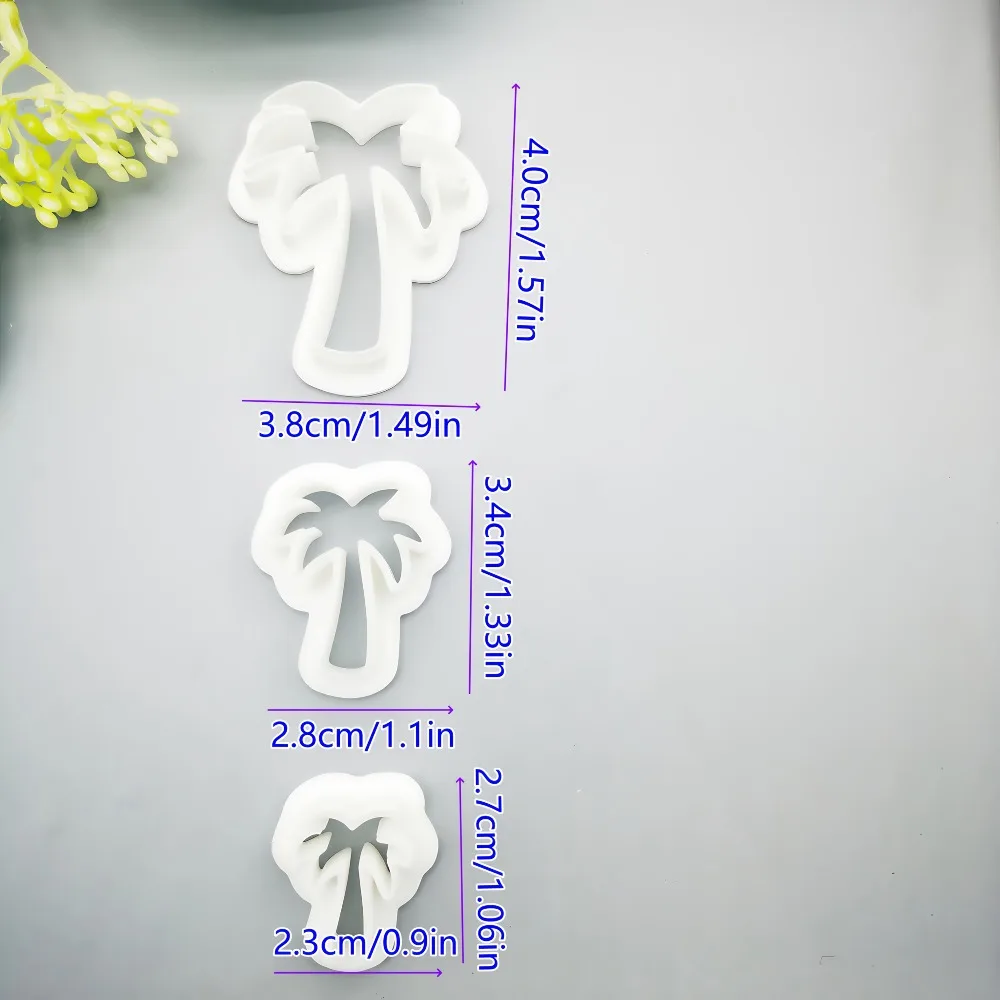 3Pcs 여름 야자수 폴리머 클레이 커터 세트 DIY 귀걸이 쥬얼리 만들기를 위한 열대 야자수 금형