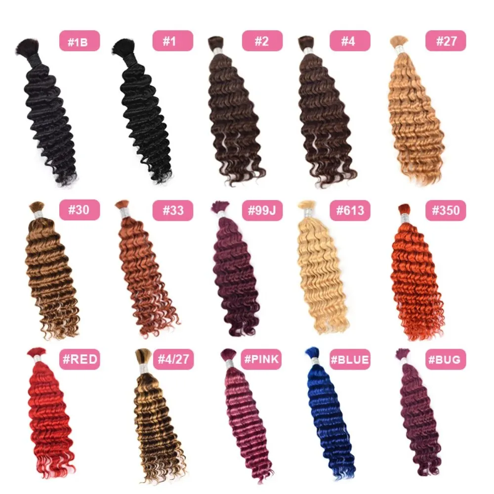 Deep Wave Bulk Human Hair 70cm 200grams Human Braiding Hair Bulk No Weft Extensions Natural Hairpice Blond Mega