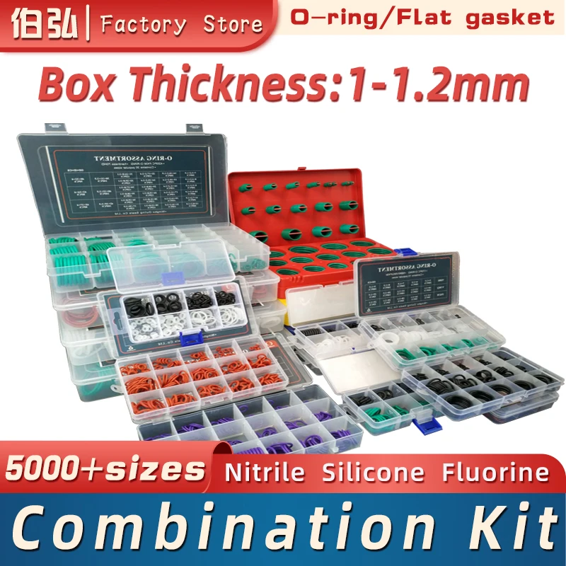 Boxcs1mm Boxcs1.2mm boxed nitrile silicone fluorine rubber repair kit sealing waterproof combination kit gasket o-ring faucet
