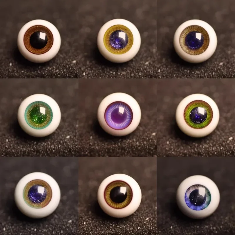 OB11 Soft Ceramic Baby Head Glass Eyeballs 10mm Bjd 8-point Low Arc Black Pearl Pure Round Movable Doll Accessories