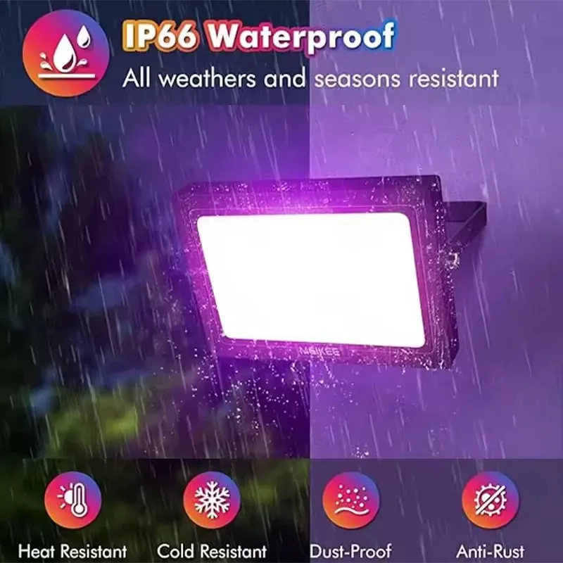 50W 100W RGB LED 투광 조명 반사경 야외 조명 220V IP66 방수 스포트라이트 조경 정원 분수 장식 램프