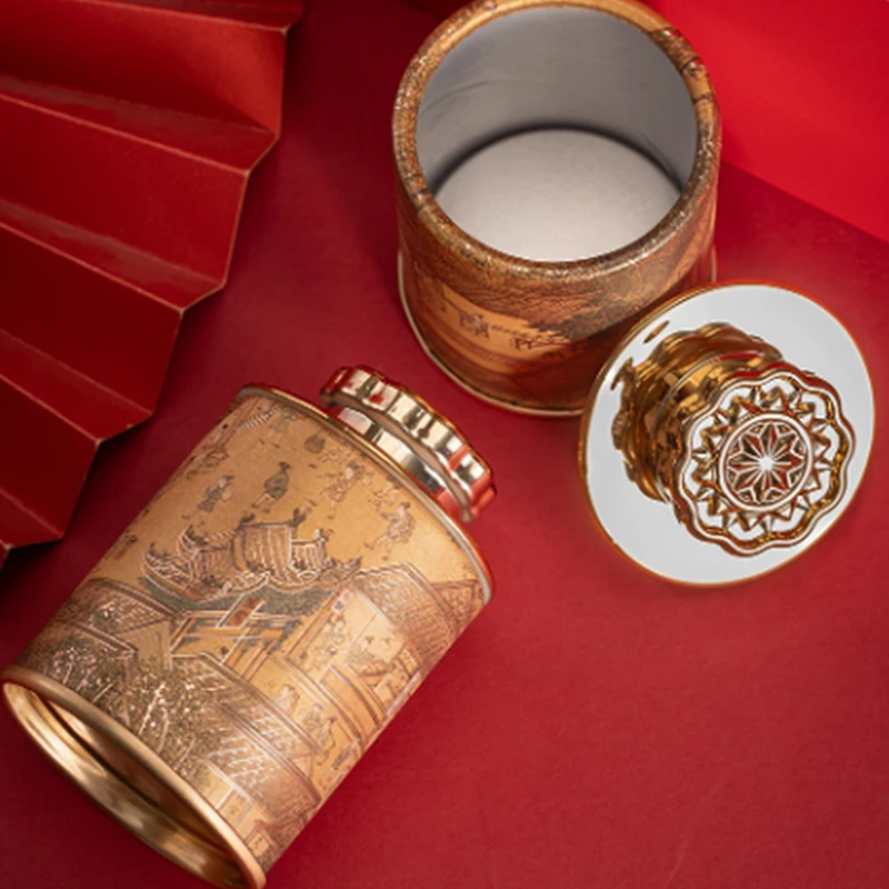 Mini Empty Tea Tin Can Household Green Black Tea Sealed Jar Portable Travel Small Packaging Box Paper Storage Can