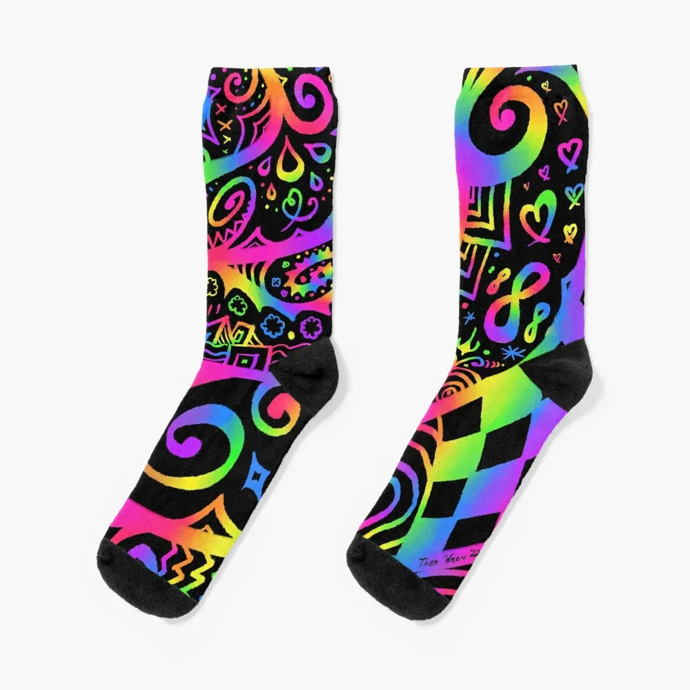 

Rainbow Doodles Socks fashionable Stockings man sport Socks Men Women's