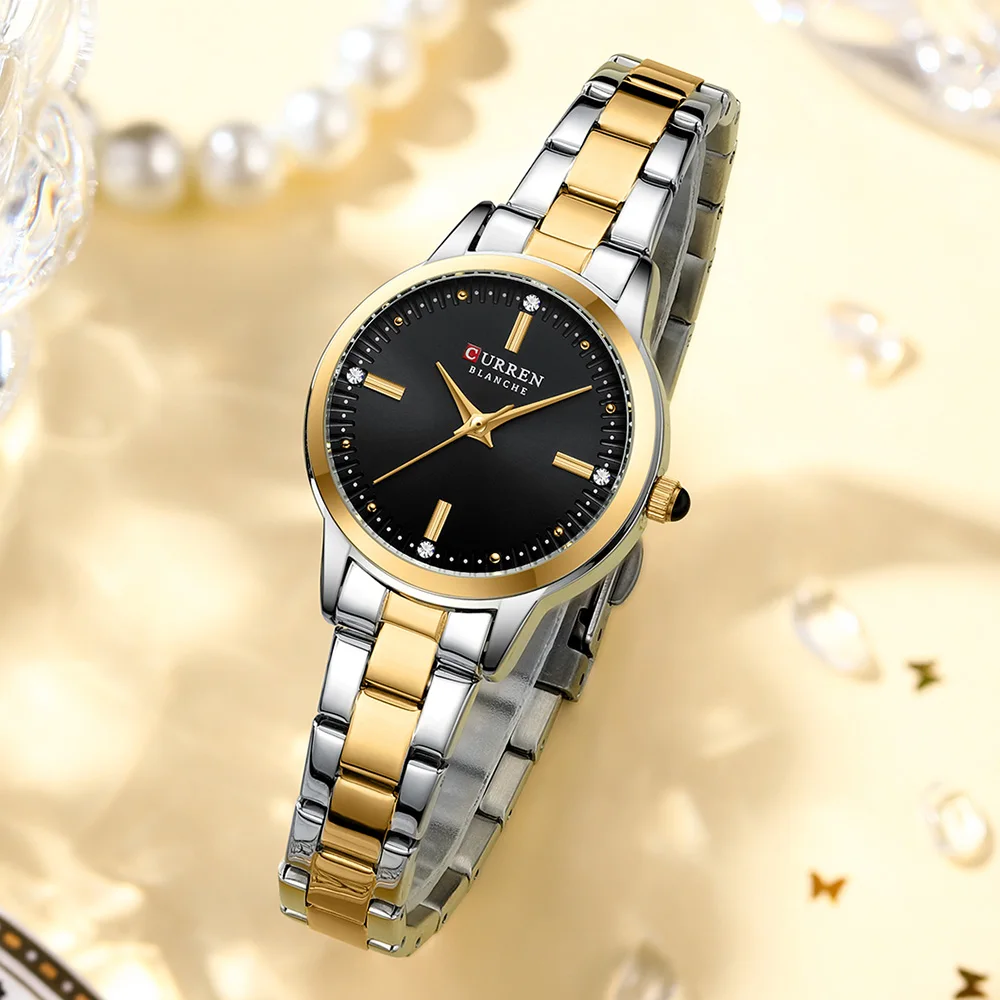 CURREN Simple Round Dial Fashion Dress Quartz Watches for Ladies with Stainless Steel Bracelet Luxury Wristwatches 5