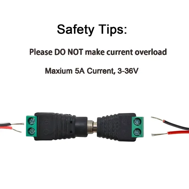 10 Pezzi Connettori Alimentazione DC Spina Maschio 5.5mm X 2.1mm Per CCTV - Adattatore Con BNC Maschio