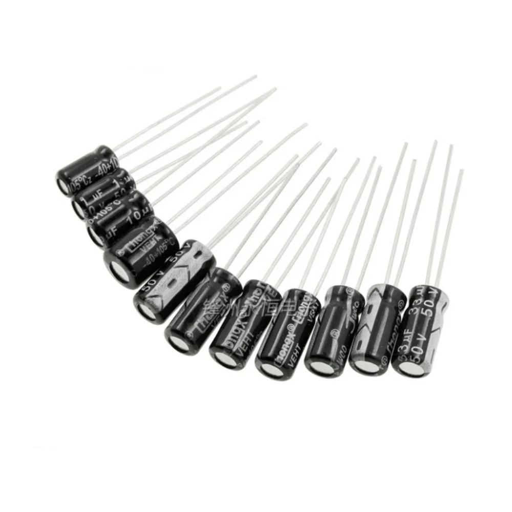 Electrolytic capacitor aluminum electrolytic capacitor 1UF/2.2UF/3.3UF/4.7UF 50V Volume 4*7/5*11mm Electrolytic Capacitor 50V1UF 50PCS