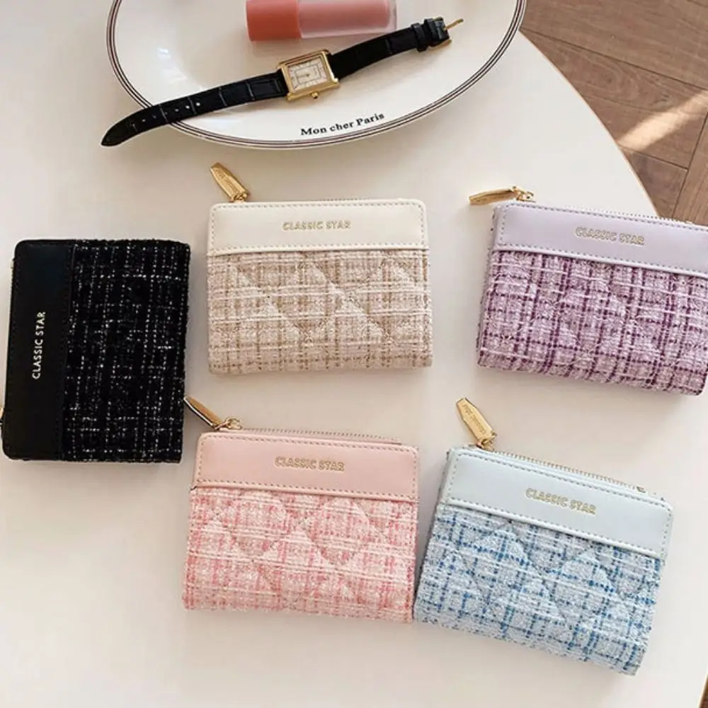 Retro Fashion Mini Short Wallet PU Leather Large Capacity Coin Purse Solid Color Card Holders Girl 2