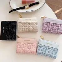 Retro Fashion Mini Short Wallet PU Leather Large Capacity Coin Purse Solid Color Card Holders Girl 2