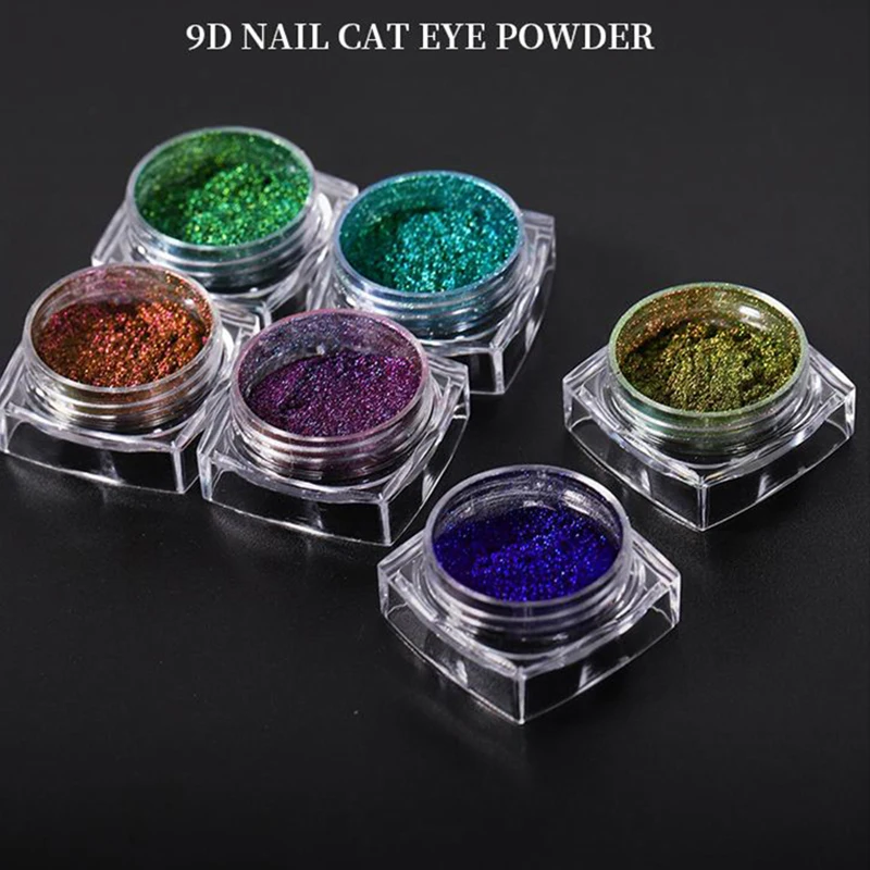 

9D Chameleon Cat Eye Powder Shiny Magnetic Nail Glitter Pigment Holographic Laser Chrome Dust Nail Art Decor Manicure Supplies