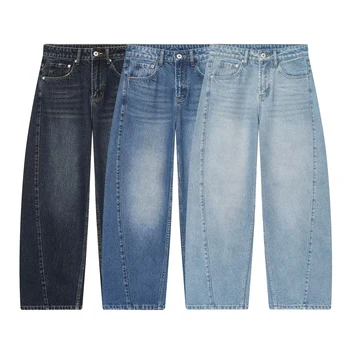 European and American style 2025 winter new women's clothing mid waist balloon version sickle bending knife jeans 1