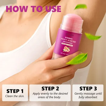 peach Deodorant set - 72H Freshness, Aluminum-Free, Sweet Scent for Women, School Safe for Sensitive Refreshing and non-greasy 1