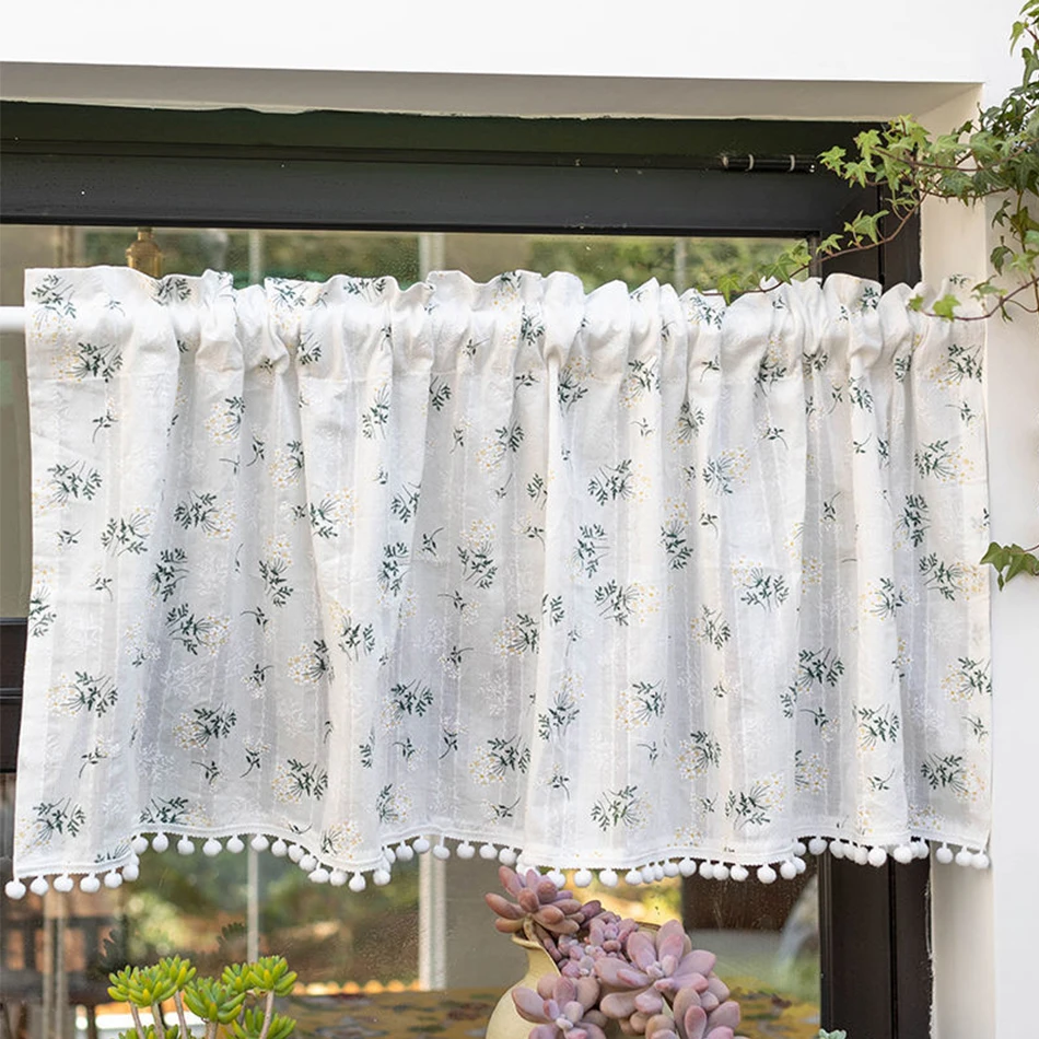 FOMIYES Daisy Curtain - Floral Kitchen Window Drape For Living Room & Bedroom