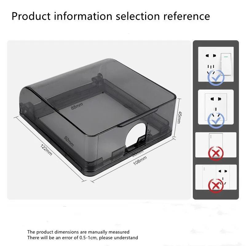 Model 86 receptacle waterproof cover Self-adhesive switch protective cover baby protective Bath receptacle splash box