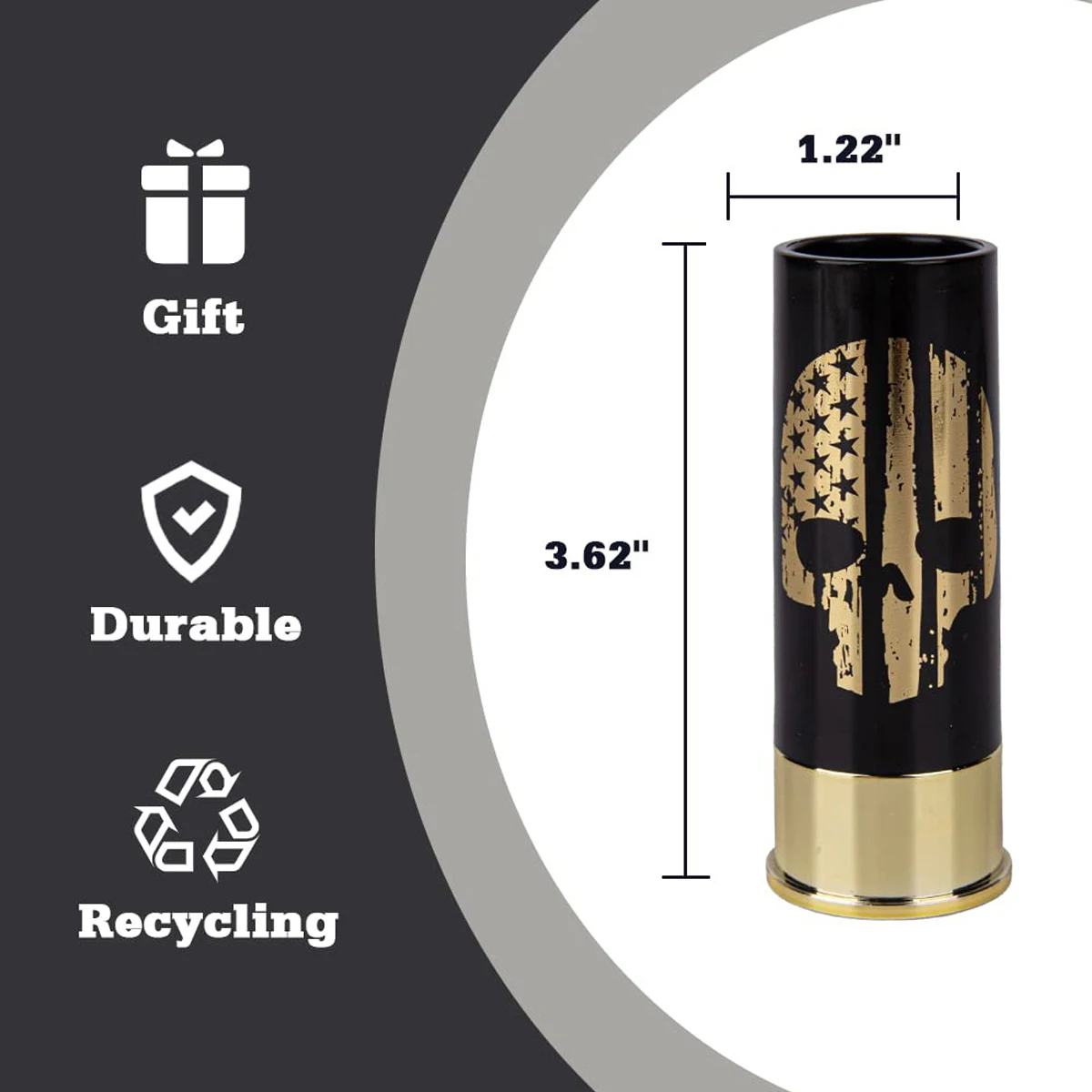 Description Picture 4 of item4pcs/Set Plastic 1.2x3.6 Inch 12 GA Shot Glasses Set,Great Drinking Set,Skull American Flag Patriotic Shot Glasses,Gift For Men
