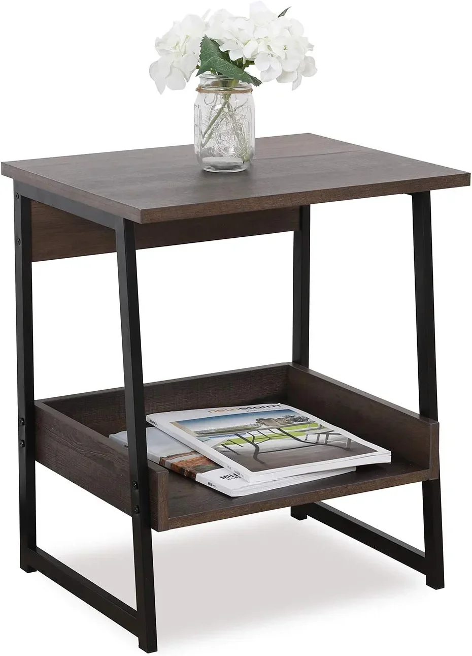 

Caffoz Home End Table, 2-Tier Side Table with Storage Shelf, Smoky Oak
