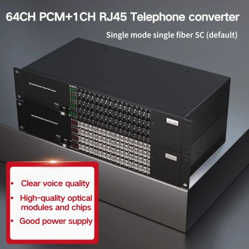 PINWEI 48-64-128Ch RJ11 Telephone PCM Voice to Fiber Optic Media Converter with 10/100M RJ45 Port