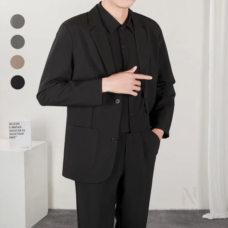 

Черная куртка без глажки, мужская деловая повседневная куртка, слегка зрелый руанский красивый костюм блейзеры