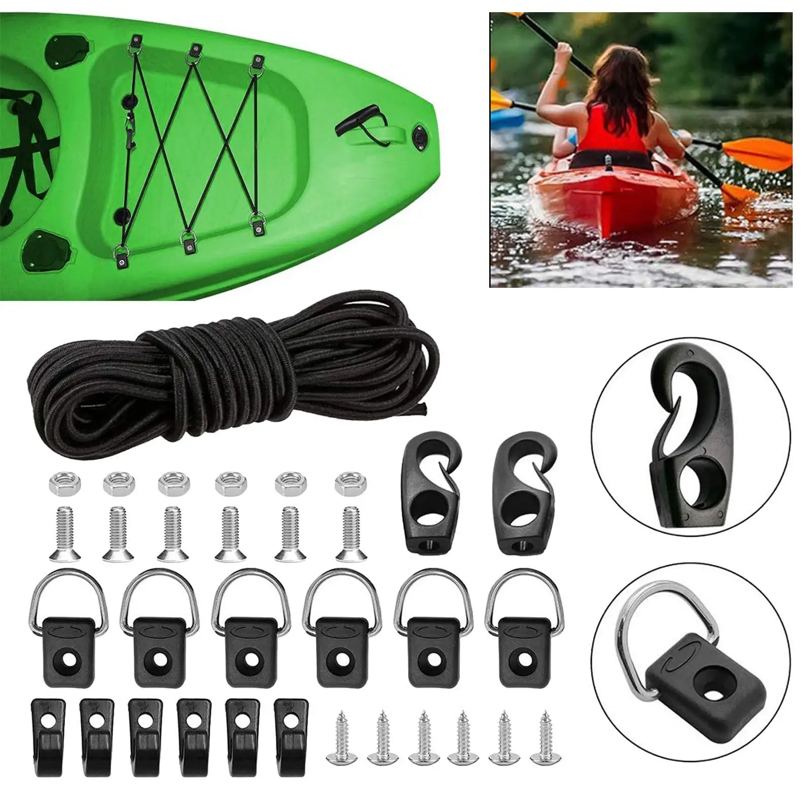 Kit Anneau D Pour Kayak De Pêche – Boucle De Corde + Vis De Pont (gréement)