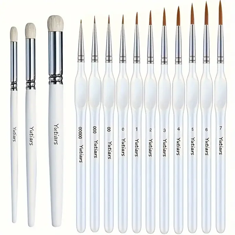 Yutiars Miniature Painting Drybrush Set, Wooden Detail Paintbrushes, Dome Stencil Palette Brushes, Acrylic Texture Painting Tool 6