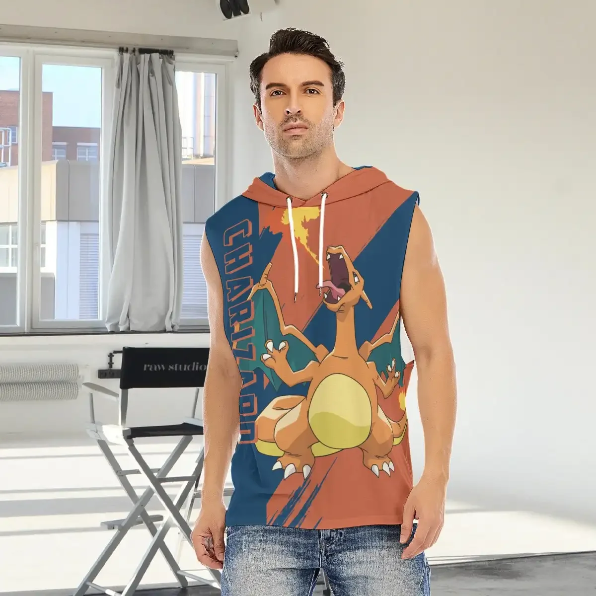 

Pokemon Charizard Men 3D Fashion Casual Sport T-shirt Hooded Tank Top T-shirt