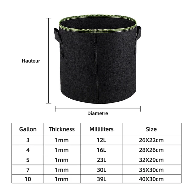 5 db Termesztett Táskák Érezhető Edények 10/7/5/4/3 Gallon Kertészeti Szövet Ültetési Táska Diy Burgonya Zöldség Virág Edénykert Szerszámok - Image 5