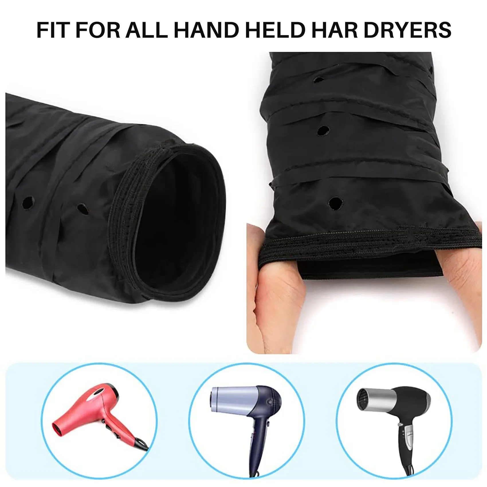 Hood Hair Dryer Attachment- Soft, Adjustable Extra Large Hooded Bonnet for Hand Held Hair Dryer with Stretchable Grip and
