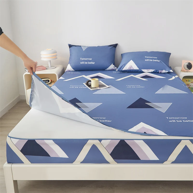 Waterproof Bed Cover Six Sides All Inclusive Printing Waterproof Mattress Cover Anti-Slip Mattress Protector Customizable