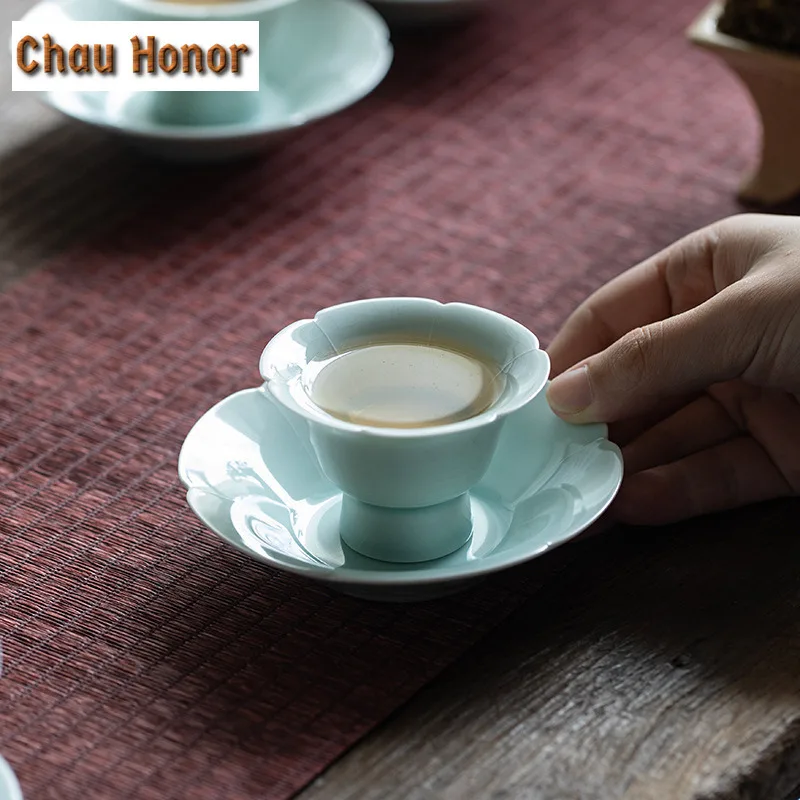 40ML Hutian Kiln Green Glaze Master Cup Tea Cup Antique Imitation Song Ceramic Kungfu Teaware Set Small Teacup Dish Tea Ceremony