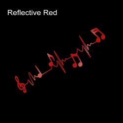 Music Heartbeat Reflective Vinyl Decal - Car Sticker for Windows, Trucks, Laptops, and Notebooks (Reflective Red)